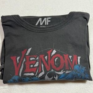Marvel MT Long Sleeve Venom Gray Shirt Lettering Old School Retro Comics Casual‎